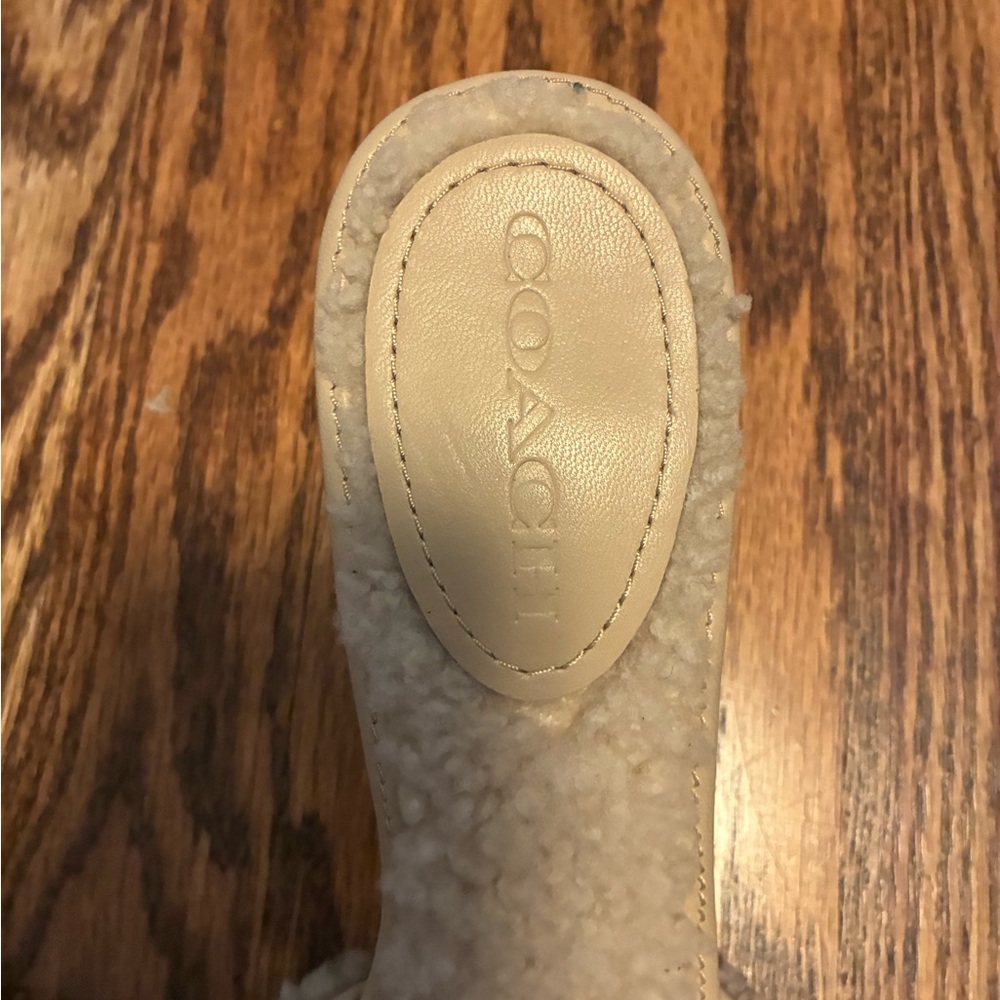 Coach Beige Shearling Kitten Heels - Picture 3 of 5